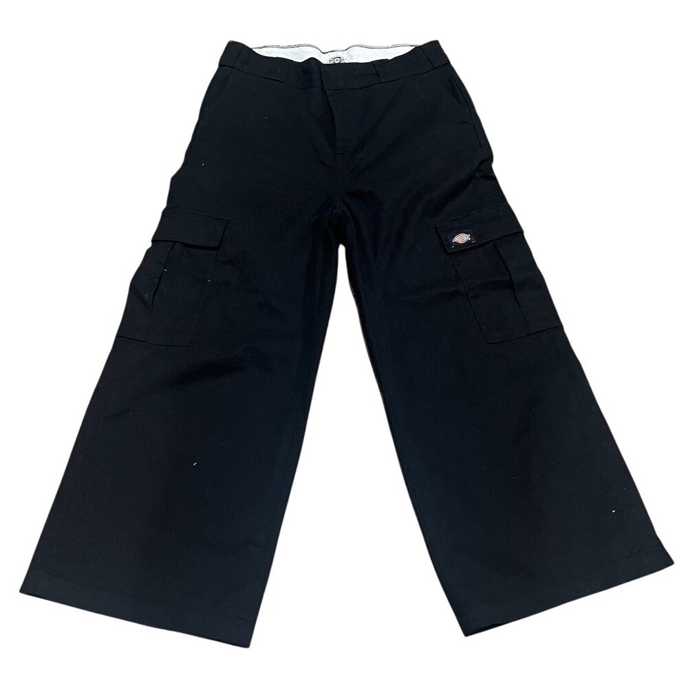 Dickies Cargo Pants Womens Size 8 Black Wide-Leg High Rise Utility
